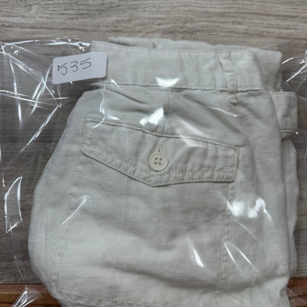 LOFT Womens White Cargo Utility Pants Size 0 Linen Blend Casual Chic - Picture 10 of 10